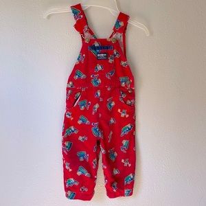 Vintage OSHKOSH B’GOSH Mice Construction Print Corduroy Overalls